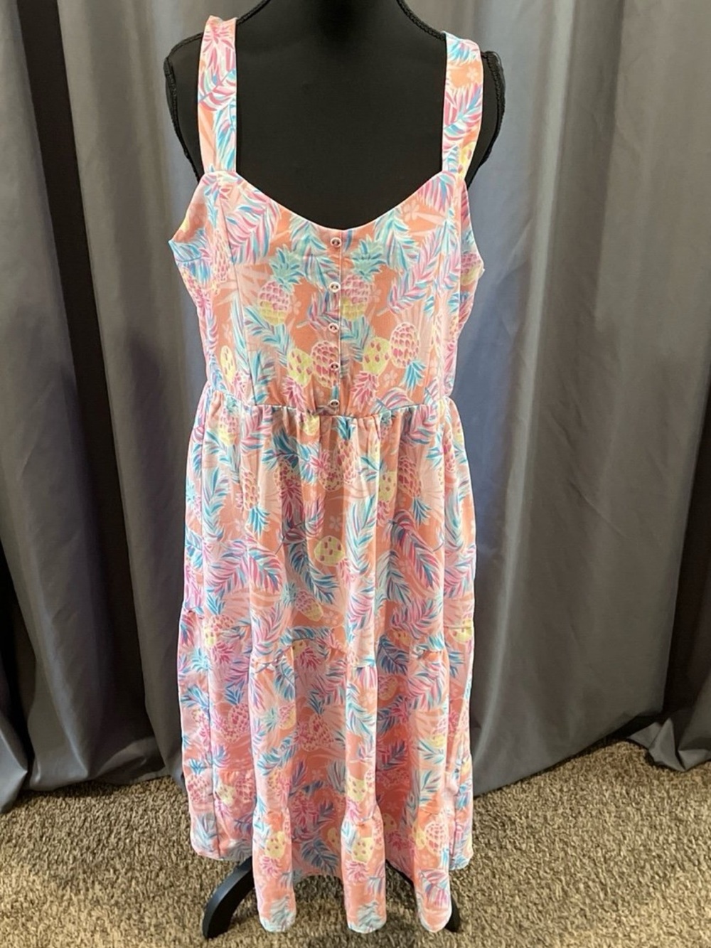 simply, southern NWT pineapple tiered midi dress size large